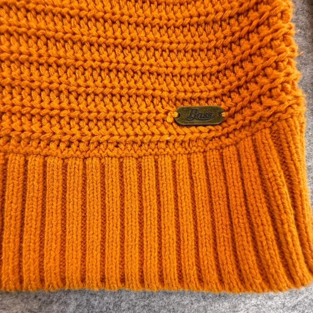 Bass Womens Orange Cable Knit Crew Neck Sweater Size L Chunky Classic